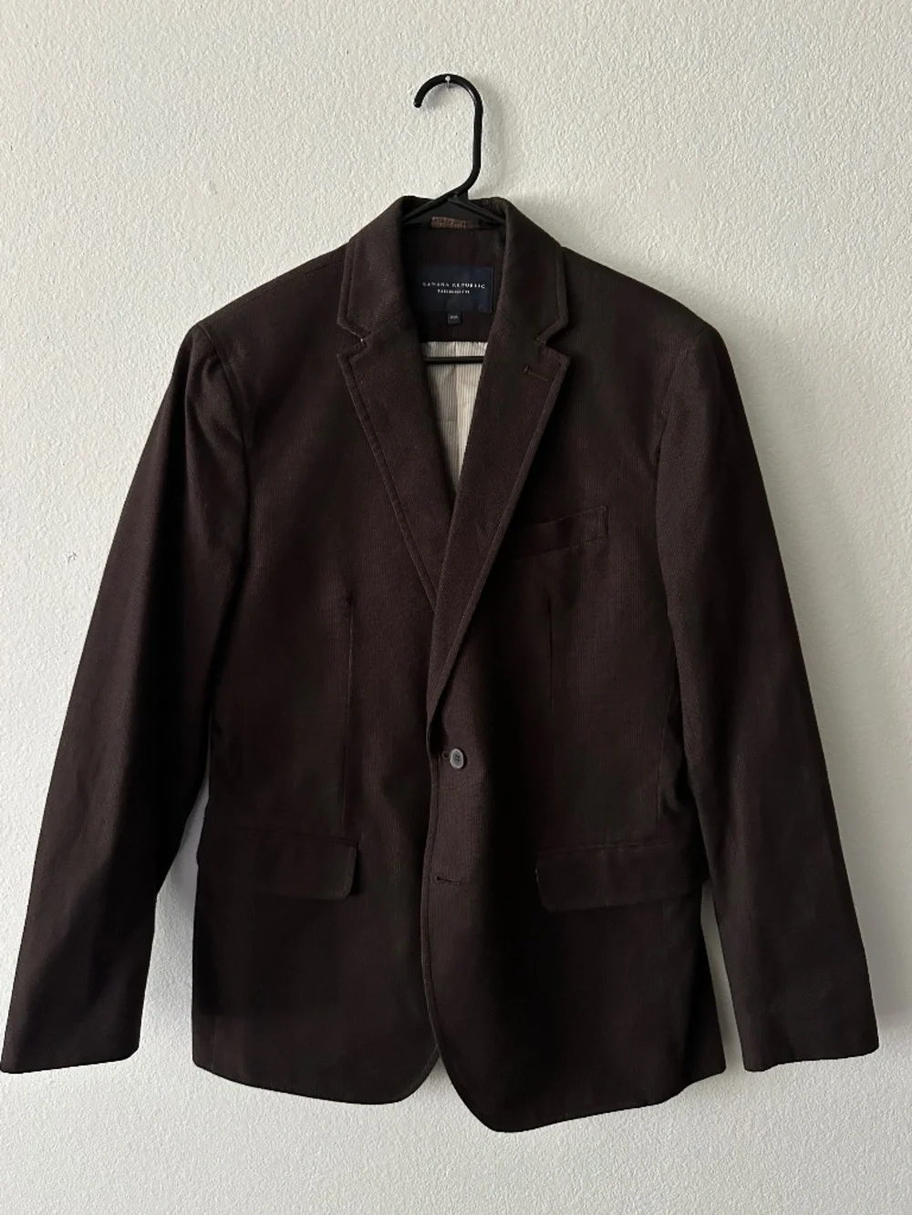 Banana Republic Mens 40R Tailored Fit Brown Microstripe Cotton Blazer Sport Coat
